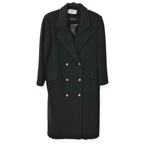 Vintage Union Made JH Collectibles Wool Long Trench Coat Black sz Medium / Large